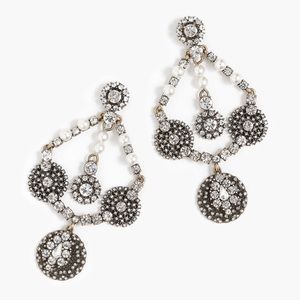 NWT J.Crew • Crystal and Pearl Chandelier Earrings